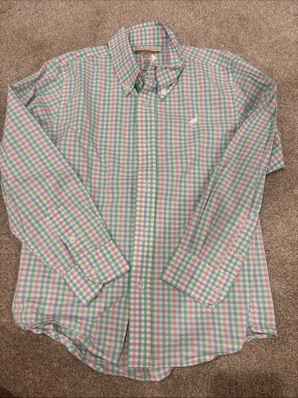 Boys TBBC  Pastel Check Button-Down Shirt - Light Green & Pink